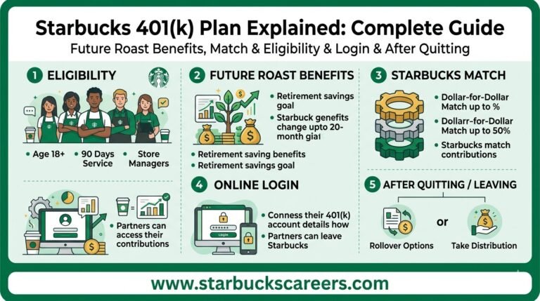 Starbucks 401(k) Plan Explained Future Roast Benefits, Match & Eligibility & login & after quitting
