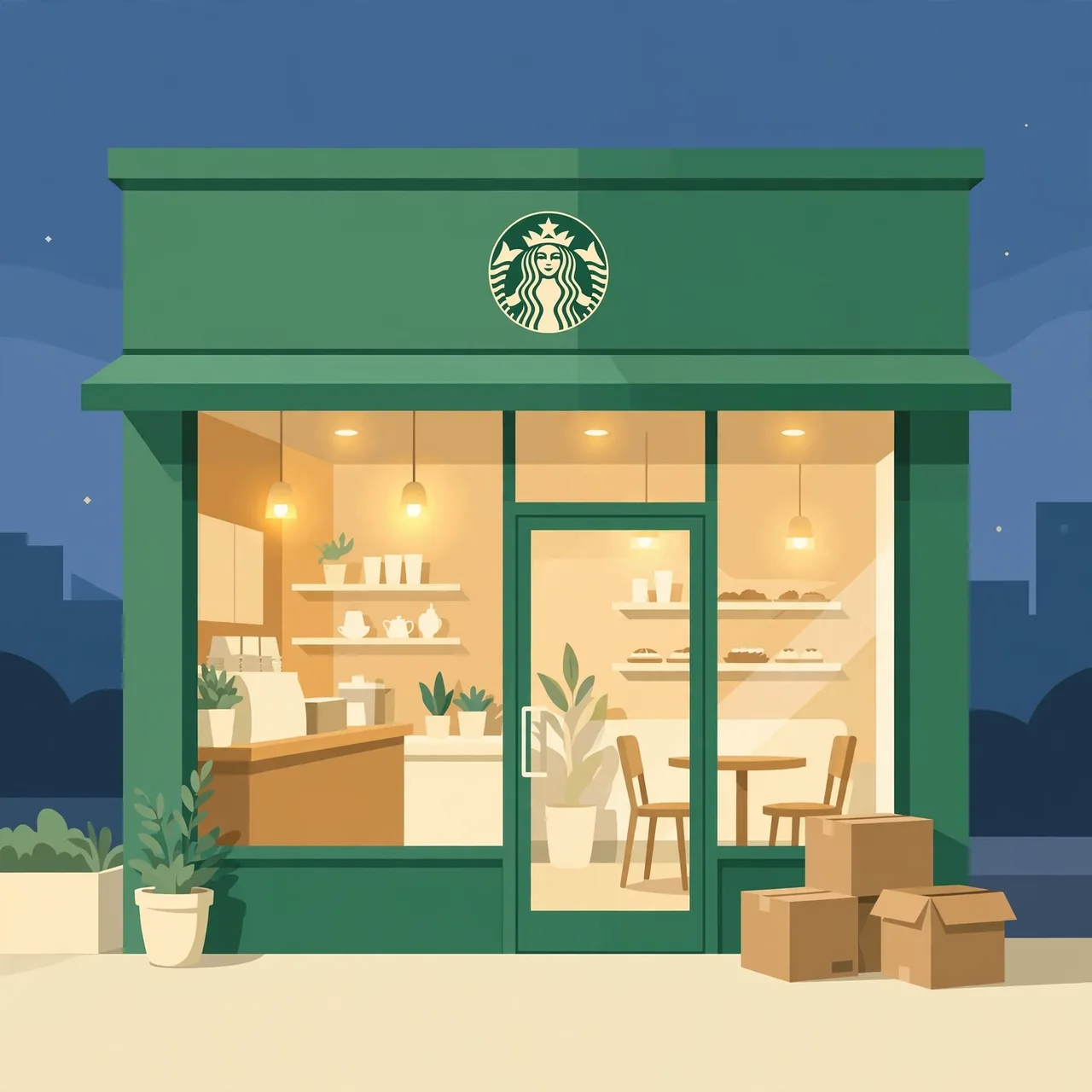 Starbucks Store Closures 2026: What Employees and Applicants Should Know 1 Starbucks storefront at dusk — 2026 store closures explained for employees and applicants